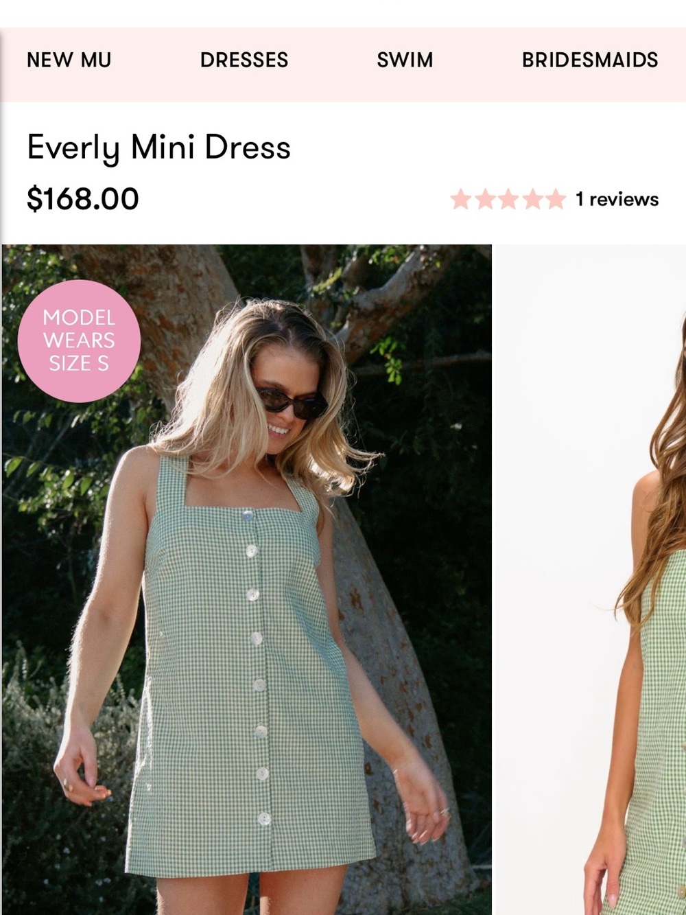 Show Me Your Mumu Green and White Gingham Dress with Pink Label